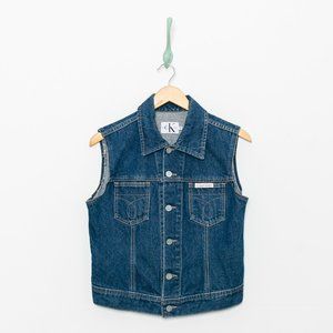 CALVIN KLEIN sleeveless denim jacket  • blue jeans